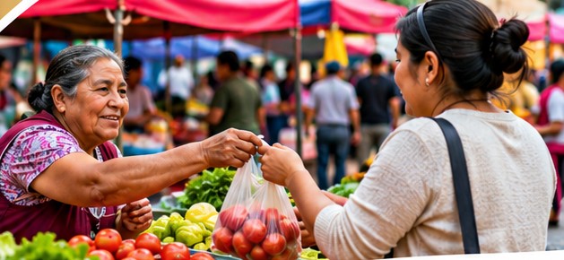 Escena ilustrativa de un mercado popular
